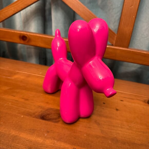 Balloon Dog Pink  Ceramic Figurine 7.5" Hx7" L Decorative Decor Statue Pop Art - Picture 2 of 8